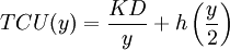 TCU(y)=\frac{KD}{y} +h\left(\frac{y}{2} \right)	